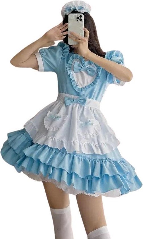 Dameskostuum French Maid met Schort 5-delige Cosplay Carnavalskleding Dameskostuum French Maid met Schort 5-delige Cosplay Carnavalskleding