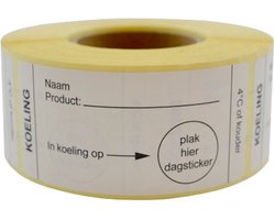 HACCP labels - Koeling - 35x75 mm - 500 etiketten per rol - Houdbaarheidsetiket - Sticker