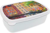 Broodtrommel Wit - Lunchbox Olieverf - Amsterdam - Kunst - Kleurrijk - Brooddoos 18x12x6 cm - Brood lunch box - Broodtrommels voor kinderen en volwassenen