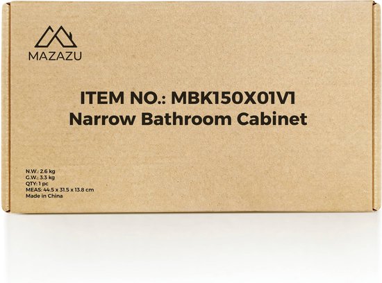 MIRA Home - Kast - Badkamerkast - Smalle ladekast - 3 lades - Bruin - 30x30x80