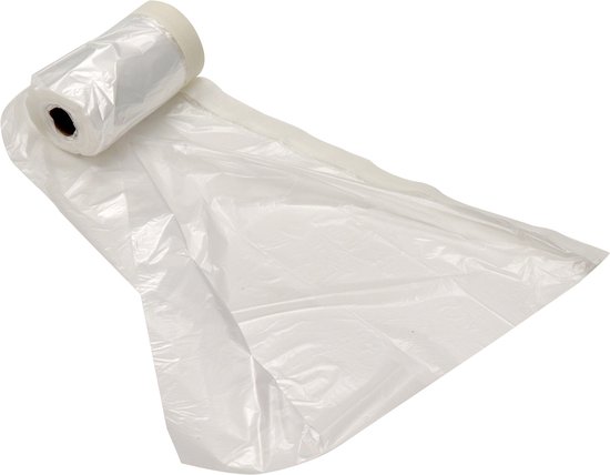 LLPT Afdekfolie, plakband met folie, 2 rollen, transparante afdekfolie, zelfklevende schilderfolie, schildertape, ter bescherming van auto's en muren, MFTG4020, groen washi-papier, 400 cm