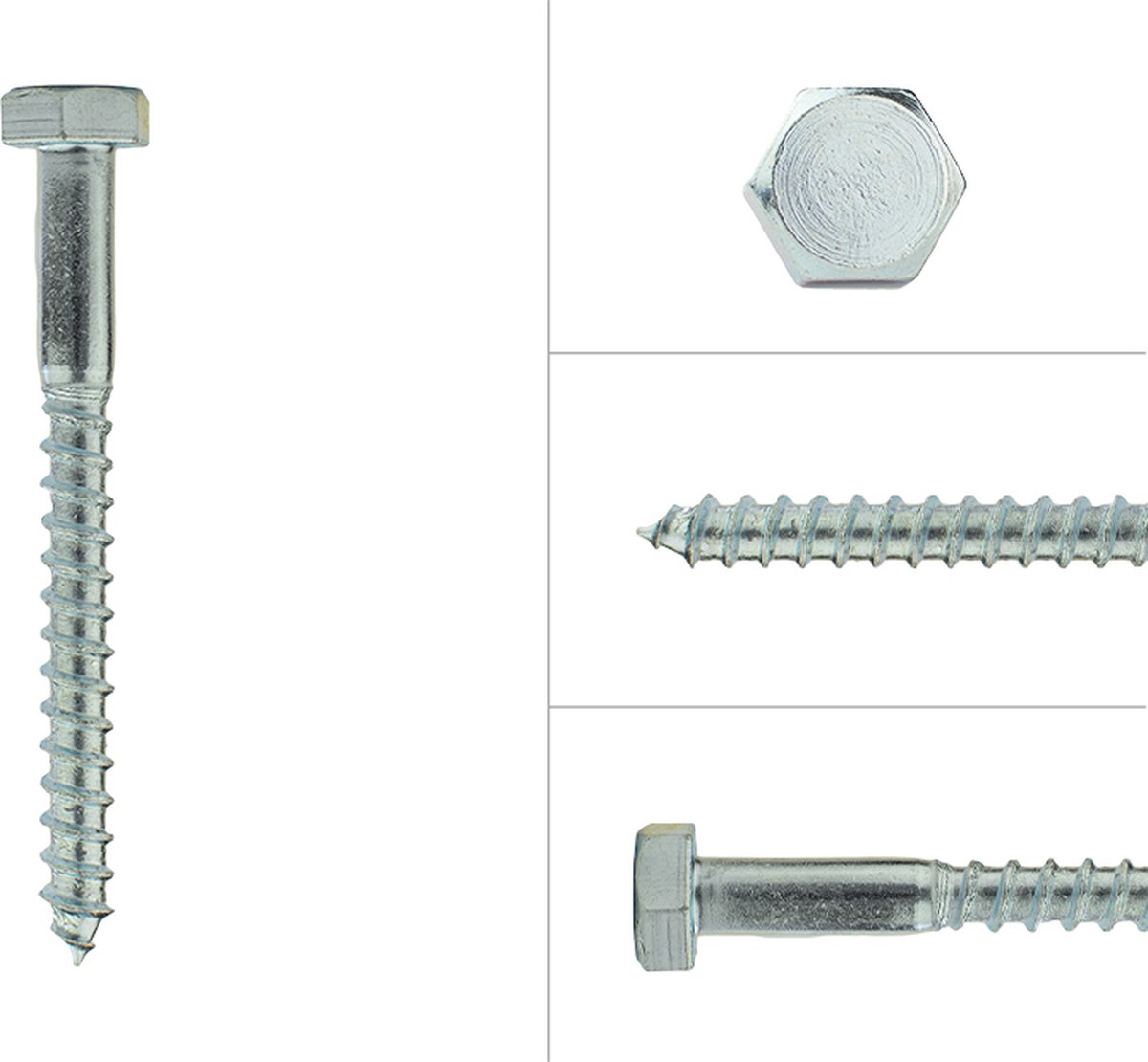 Houtdraadbouten Verzinkt M10 x 100 mm | Doos 100 stuks