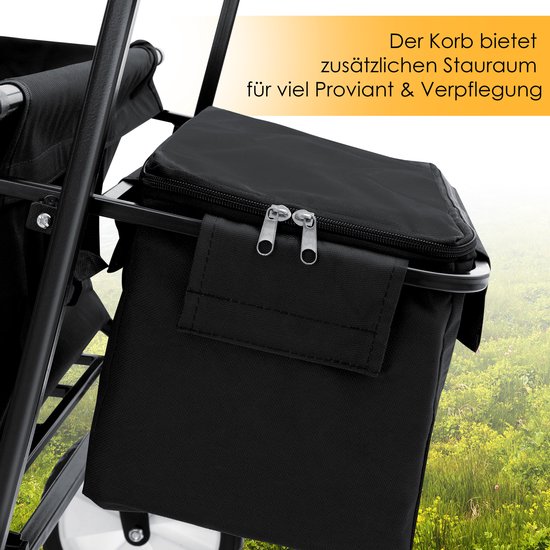 KESSER® Bolderkar opvouwbaar Bolderwagen tot 100 kg draagvermogen - Strandkar met massieve banden Transportkar - Zwart — afbeelding 3