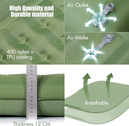 Alpteq IXPE Opvouwbare isolerende slaapmat en slaapmat voor kamperen en wandelen, ultralicht, waterdicht, isolerend, outdoor schuimrubberen mat (blauw