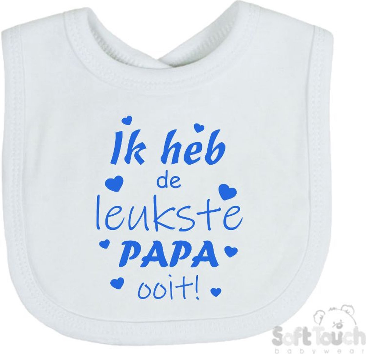 Goedkoopste Soft Touch Slabber Slabbetje Slab Ik heb de leukste papa ooit! Vader Vaderdag Unisex Katoen Wit/blauw Maat 33x22 Cm