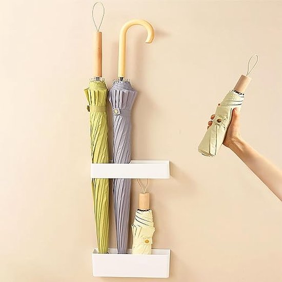 Porte-parapluie, porte-parapluie mural, porte-parapluie, support de rangement mural réglable sans poinçon, porte-parapluie, porte-parapluie pour la maison, le bureau et l'intérieur