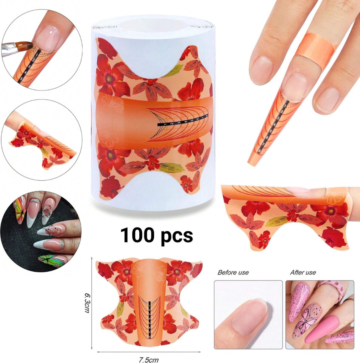 Goedkoopste GUAPÀ® Gel en Acryl Nagel Sjablonen | Nagel verlenging | Nail Forms | Acryl nagels | BIAB | Builder Gel | French Manicure | 100 pcs Oranje