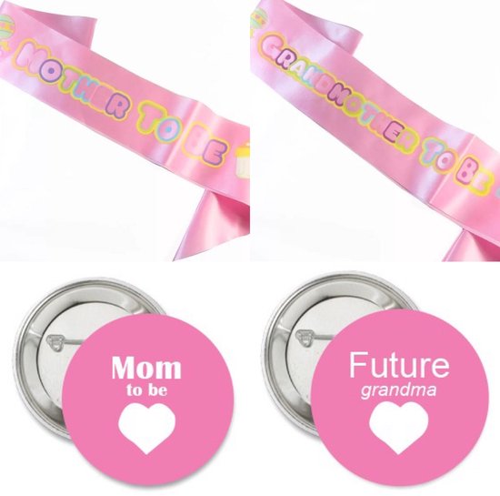 Sjerpen en button set Mother en Grandmother to Be roze 4-delig ...