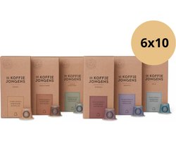 De Koffiejongens - Proefpakket - Nespresso cups - 100% biologische koffie - 6x10 composteerbare koffiecups - Nespresso compatible