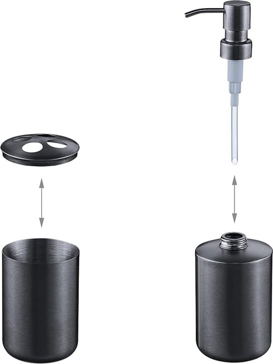 Ensemble De 3 Accessoires Salle De Bain Hanseküche - Gobelet, Distributeur Savon, Porte-savon En Résine Noire