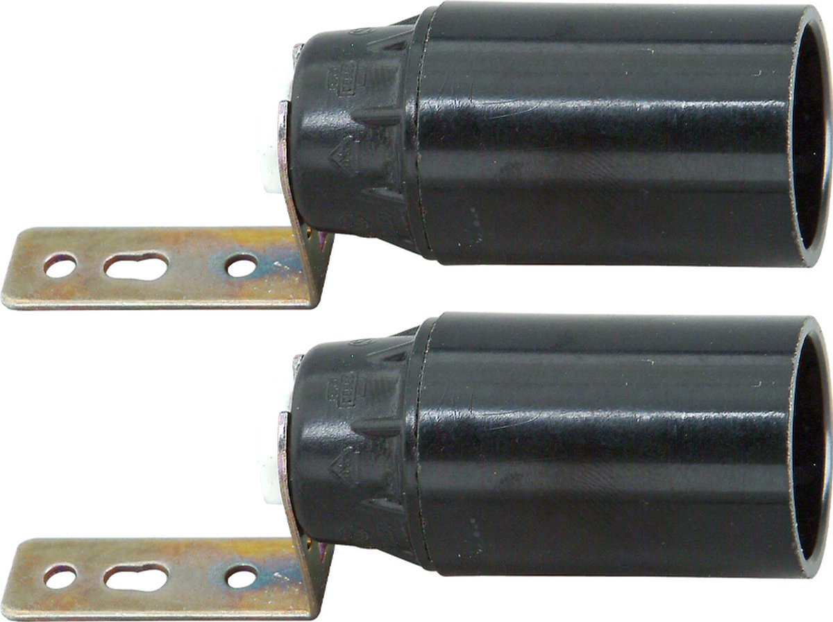 Kopp Kunststof Fitting met Bevestigingsbeugel E14 230V - Max. 60W - Zwart - Per 2 stuk(s)