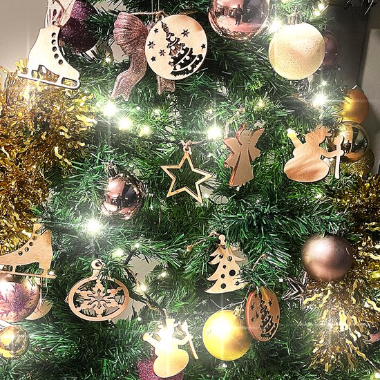 Cozlly 100 stuks kersthangers, houten kerstboomversiering