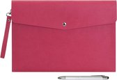 A4 Faux Leather Envelope Documenten Multifunctionele Folders Briefpapier Bag -Portfolio Bestand voor Papier Letter Briefpapier Organizer en Tablet Case PC Sleeve (Plum rood)