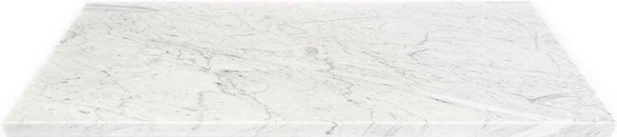 Saniclass Dia Wastafelblad - 100x46cm - zonder kraangaten - 1 sifonuitsparing - marmer - wit gepolijst