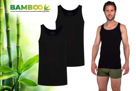 Bamboo - Hemden Heren - Onderhemd Heren - 2-pack - Zwart - M - Tanktop Heren - Singlet Heren - Bamboe Heren Hemden - Ondergoed Heren