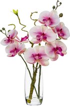 Artificial Plant Orchids Artificial Flowers Like Real Touch in Glass Vase with Artificial Water Artificial Decorative Flowers Artificial Flowers Like Real with Real Touch Flowers Table Decoration