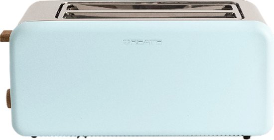 CREATE TOAST RETRO XL sleuven Broodrooster - Pastel Blauw - Voor Brede Plakken - 6 niveaus - Functies - 1500W