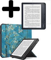 Hoesje Geschikt voor Kobo Libra 2 Hoes Bescherm Hoesje Case Luxe Sleep Cover Met Screenprotector - Bloesem