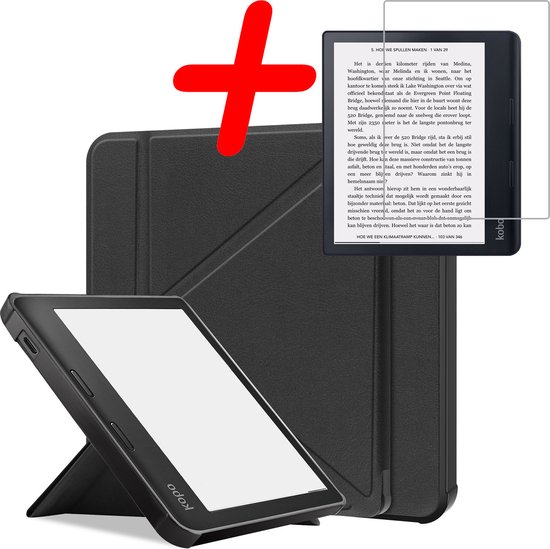 Hoes Geschikt voor Kobo Sage Hoesje Bookcase Cover Hoes Met Screenprotector - Hoesje Geschikt voor Kobo Sage Hoes Cover Case - Zwart