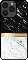 Smartphonica Telefoonhoesje voor iPhone 13 Pro marmer look - backcover marmer hoesje - Zwart Wit / TPU / Back Cover geschikt voor Apple iPhone 13 Pro