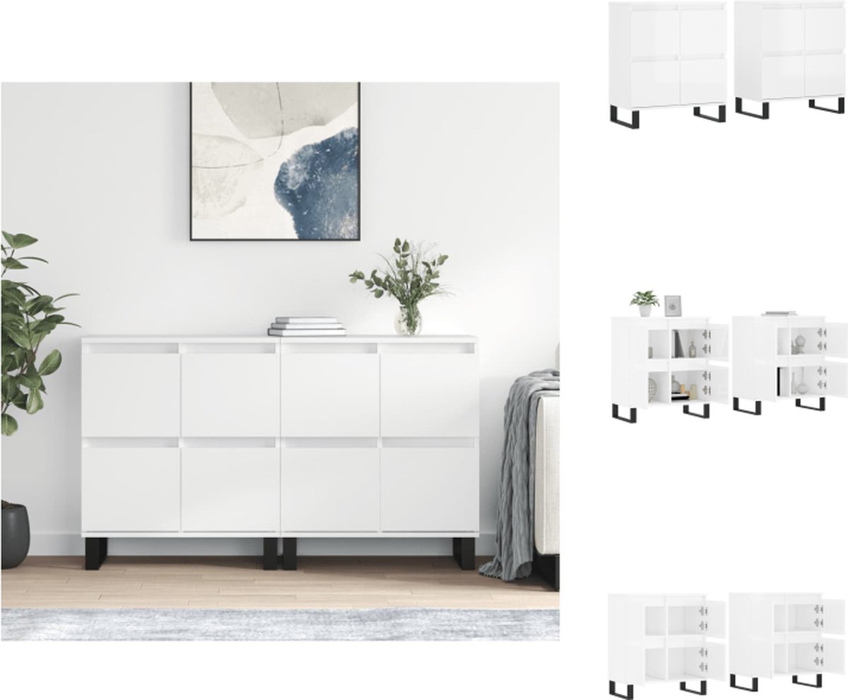VidaXL Klassieke Dressoir Hoogglans wit 120 x 35 x 70 cm Duurzaam hout Keukenkast