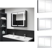 vidaXL Badkaastje - LED Spiegel - Eigentijdse stijl - Duurzaam MDF - 2 deuren - 3 schappen - Antraciet - 80 x 12.2 x 68 cm - Badkamerkast