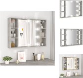 vidaXL Armoire à miroir Béton Gris - 76x15x55 cm - Éclairage LED- Armoire de salle de bain
