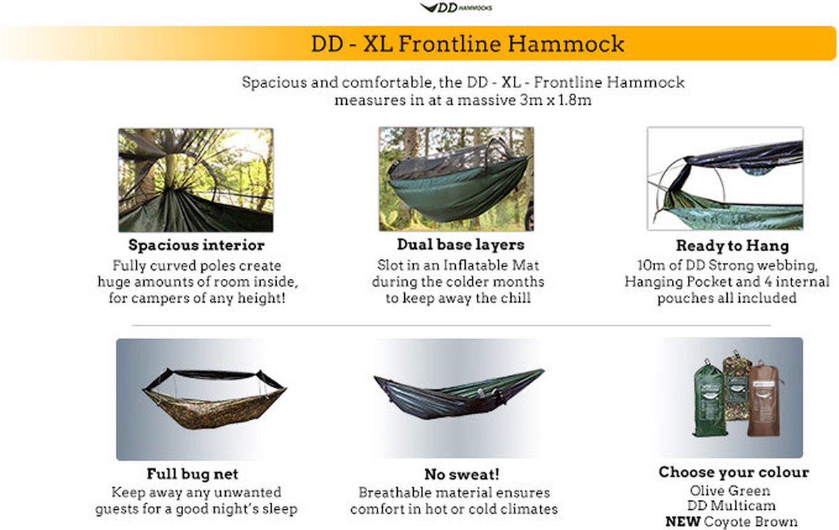 Hamac moustiquaire avec abri DD Hammock XL Frontline