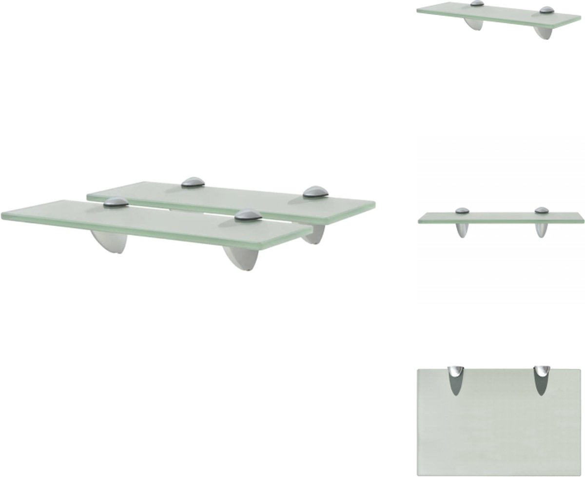 VidaXL Zwevende Plank Glas 30 x 20 cm Matglas Draagvermogen 10 kg Wandsteun