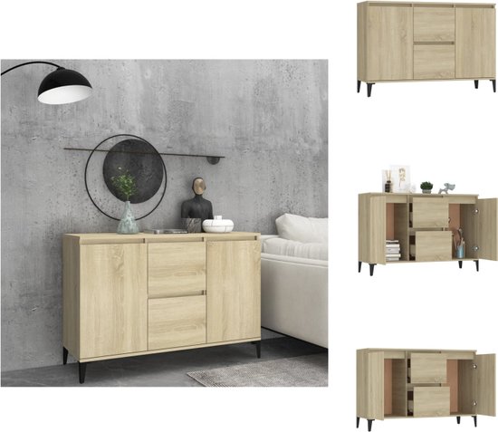 vidaXL Dressoir - Dressoirs - Kast - Kasten - Dressoir 104x35x70 cm bewerkt hout sonoma eikenkleurig