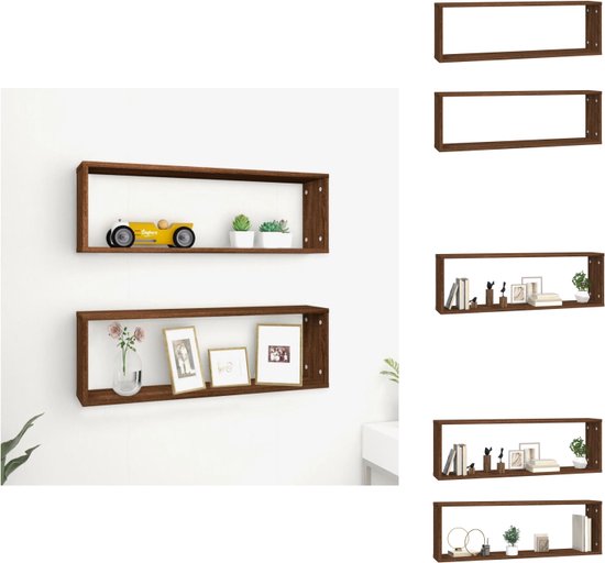 vidaXL Étagère murale Cube - Trendy - Étagères murales - 80 x 15 x 26,5 cm - Chêne marron - Bois d'ingénierie - Support mural