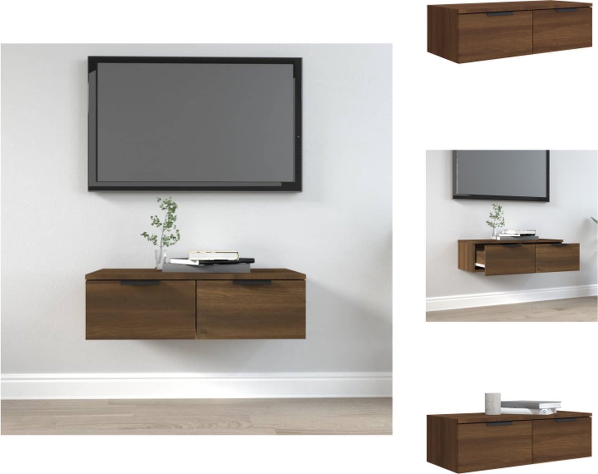 VidaXL Zwevende Wandkast Bruineiken 68 x 30 x 20 cm Wandsteun