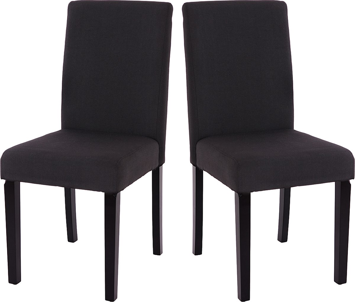 Cosmo Casa Set van 2 Stoelen - Eetkamerstoelen - Keukenstoelen - Donkere Poten - Textiel - Zwart