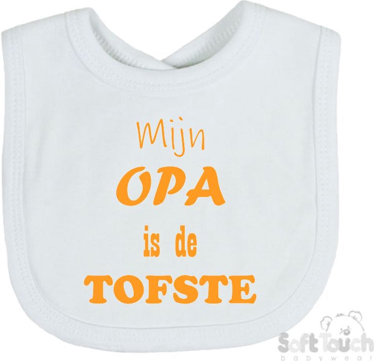 Goedkoopste Soft Touch Slabber Slabbetje Slab Mijn Opa is de TOFSTE Unisex Katoen Wit/mosterd Maat 33x22 Cm