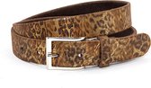 Thimbly Belts Dames riem met luipaard print - dames riem - 3.5 cm breed - Goud - Echt Nerf leder - Taille: 110cm - Totale lengte riem: 125cm