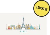 Stickers Paris Skyline | 18 x 8 cm | Parijs | France | Frankrijk | Eifeltoren | Musée du Louvre | Seine | 2 stuks