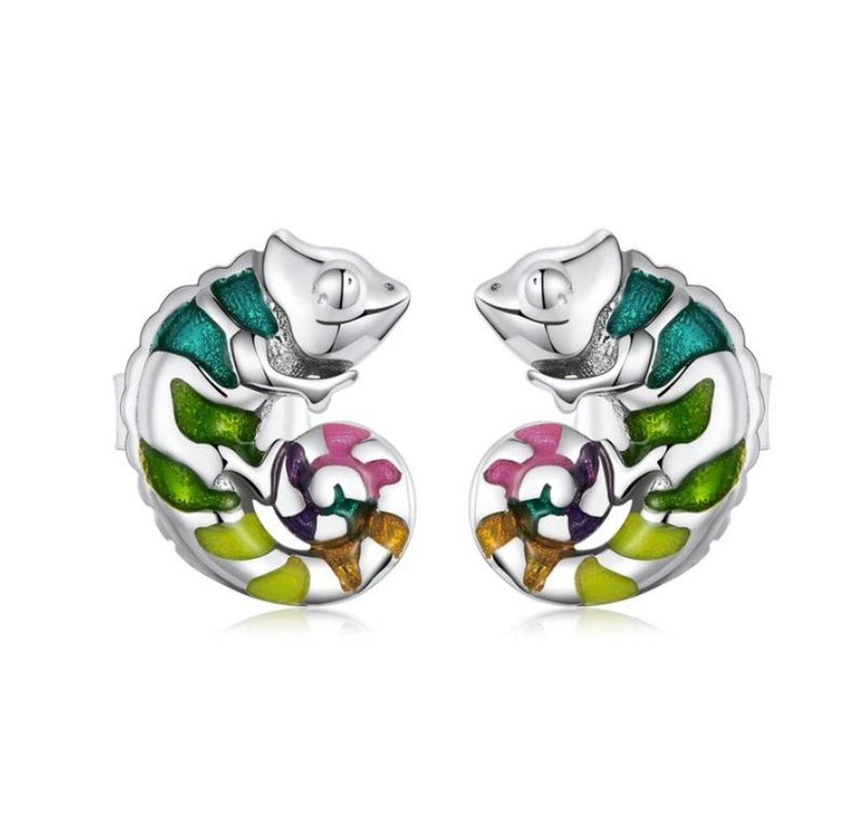 Oorbellen kameleon Sterling zilver925