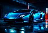 Fotobehang - Auto - Lamborghini - Luxe Auto - Neon - Vliesbehang - 416x290cm (lxb)