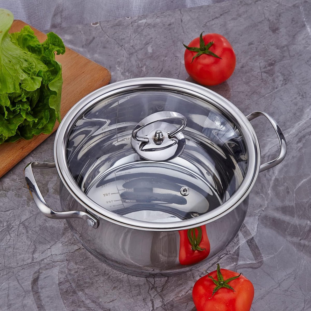 Lagostina Tempra Staal, pan en deksel, pot 18 cm roestvrij