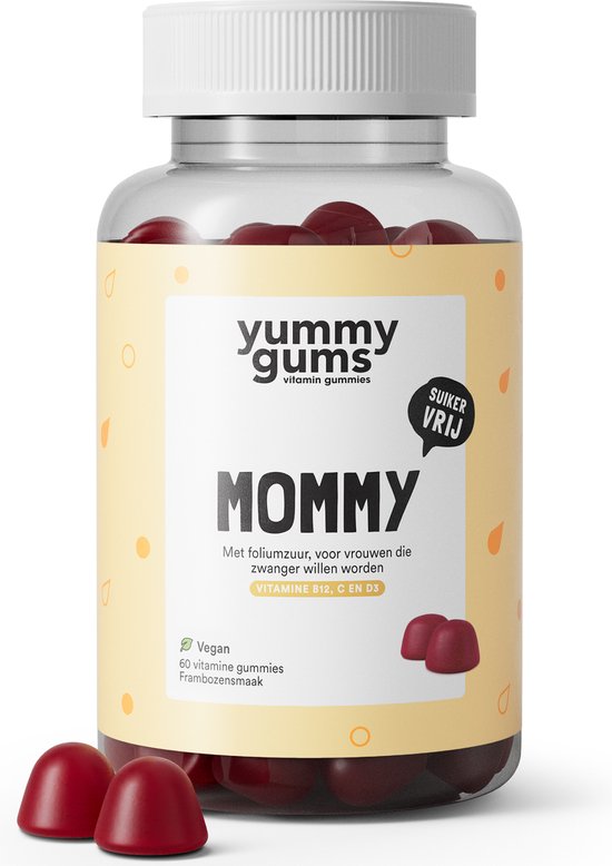 Yummygums Mommy – zwangerschapsvitamines – 60 suikervrije vegan gummies – met foliumzuur & D3