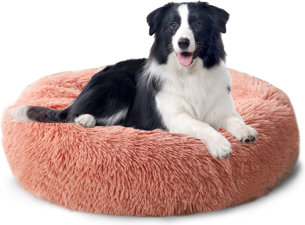 CALIYO Hondenmand Donut - Kattenmand 70 cm- Fluffy Hondenkussen - Geschikt voor honden/katten tot 50 cm - Roze