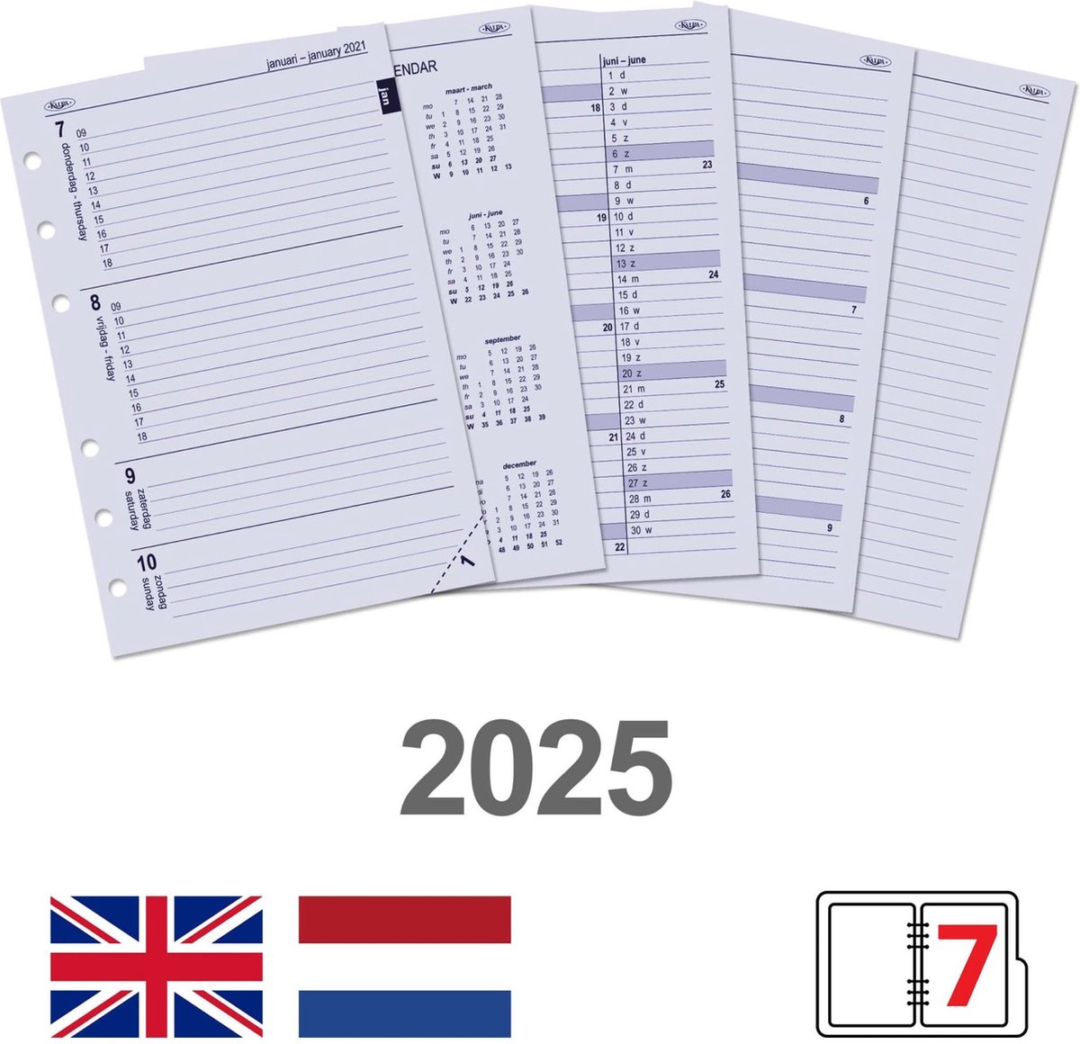 Kalpa 170 x 95 mm Personal Agenda Binder Vulling Week NL EN 2026 op Prijzenvolger.com