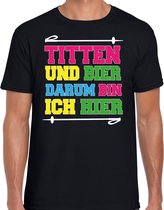 Bellatio Decorations Apres ski t-shirt heren - titten und bier - zwart - apres ski/winter XL