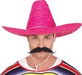 Guirca Mexicaanse Sombrero hoed voor heren - carnaval/verkleed accessoires - roze