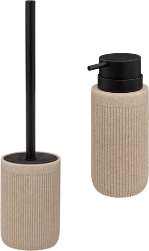 Decopatent® Badkamerset 4 Delig - Toiletaccessoires Set - Kunsstof - Zeeppompje - Tandenborstelhouder - Zeepschaal - Beker - Grijs - Decopatent
