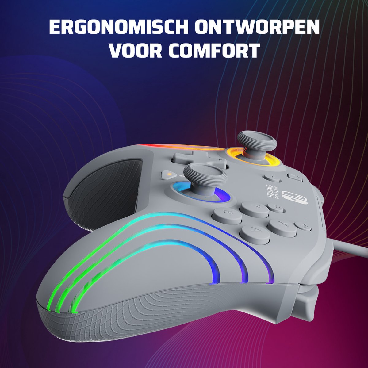 PDP Afterglow WAVE - Gaming Controller - RGB - 3,5mm Jack - Geschikt voor Nintendo Switch - Grijs – foto 4