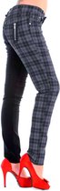 Banned - HALF BLACK HALF CHECK Skinny fit broek - 2XL - Zwart/Grijs