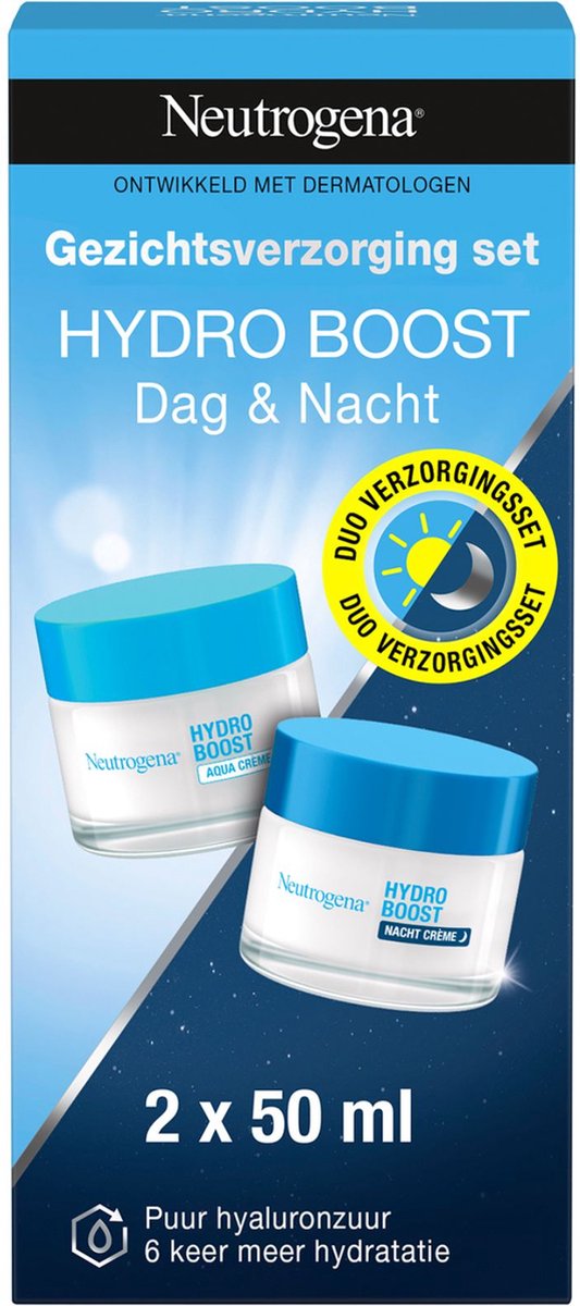 Goedkoopste Neutrogena® Hydro Boost Dag & Nacht Set - hydraterende dagcrème en nachtcrème - voor een energieke en soepele huid - 2 x 50ml
