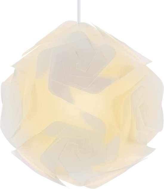 Abat-jour puzzle moderne rond - 28 cm - Abat-jour pour plafonnier à monter soi-même avec 20 pièces - Pour lampes suspendues au plafond - Taille M, Wit