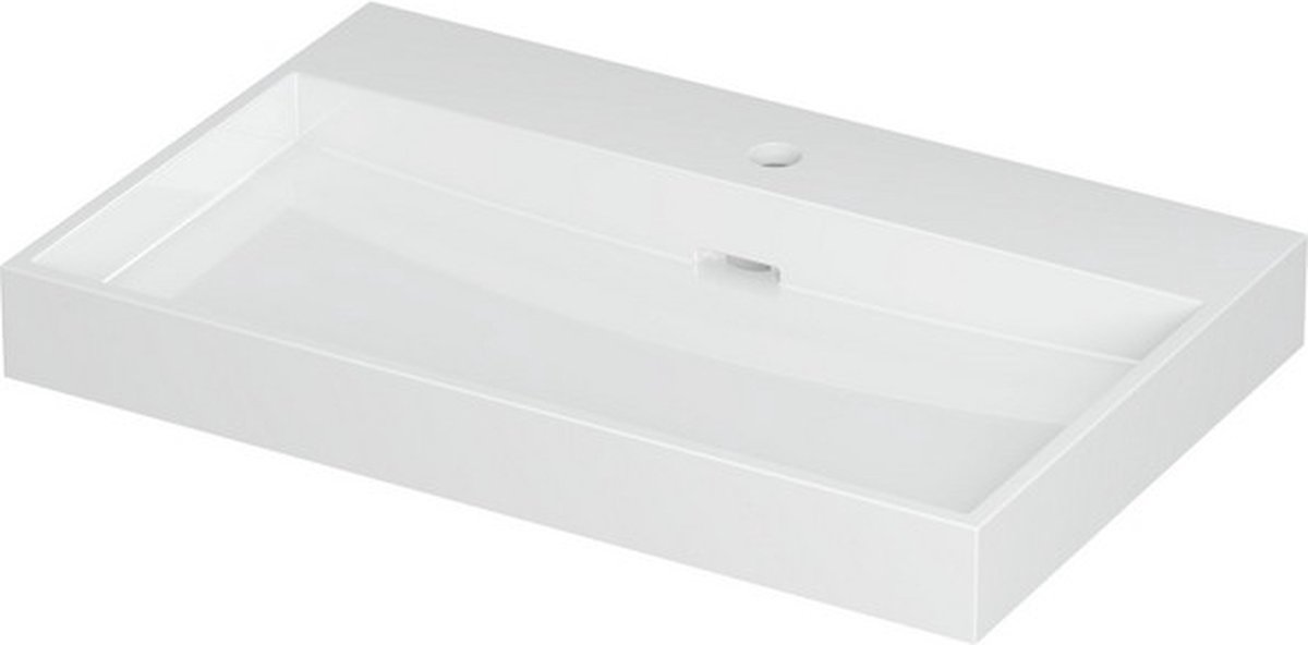 INK® Urban wastafel porselein met 1 kraangat, 70x45x8cm, glans wit